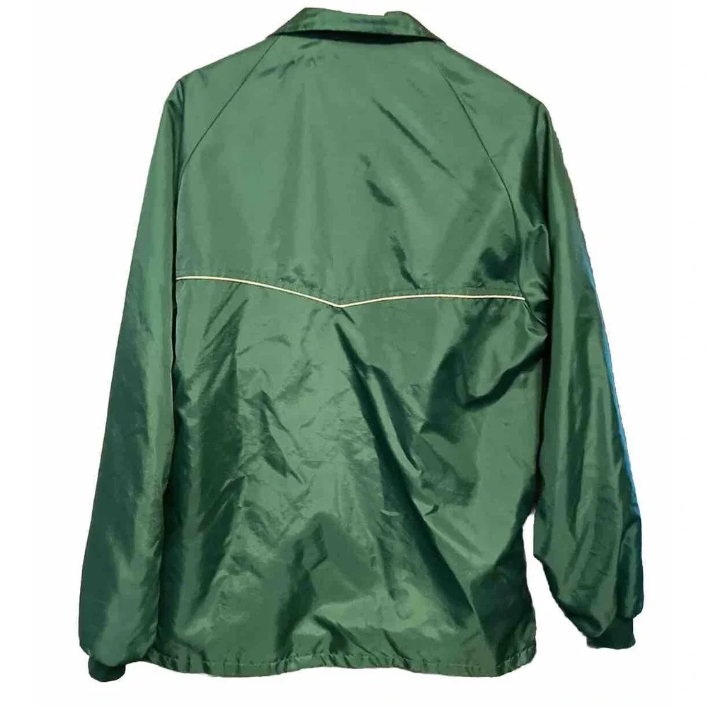 Vintage 1980s Pioneer Seed Swingster Full Zip Satin Windbreaker Green Jacket L